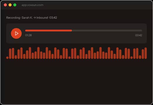 VoxSun call recording playback interface